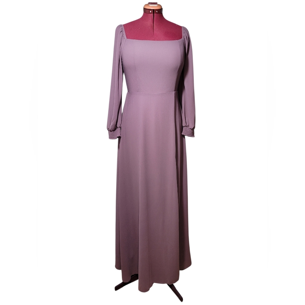 Baltic Born Giselle Plum Long Sleeve Dress Sheer Flowy Maxi